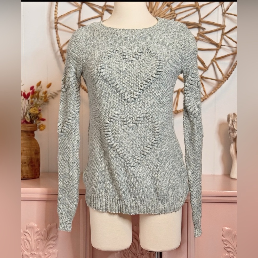 LC Lauren‎ Conrad Light Green Heart Sweater